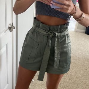 ZARA army green shorts with tie